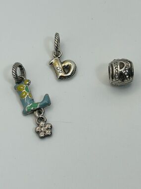 Brighton Letter Charms Spacer Qty 3 L, b, R Silver Plated Clear Crystals Enamel